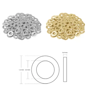 rondelles en métal d1.2xD2.5-nickel et dore-ro061